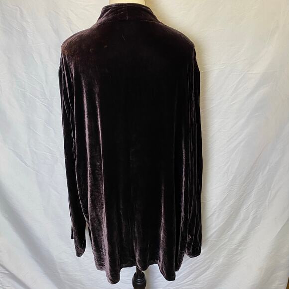 Velvet Open Front Blazer Cardigan Coverup Jacket Size Large Purple Brown Velour - Picture 3 of 7
